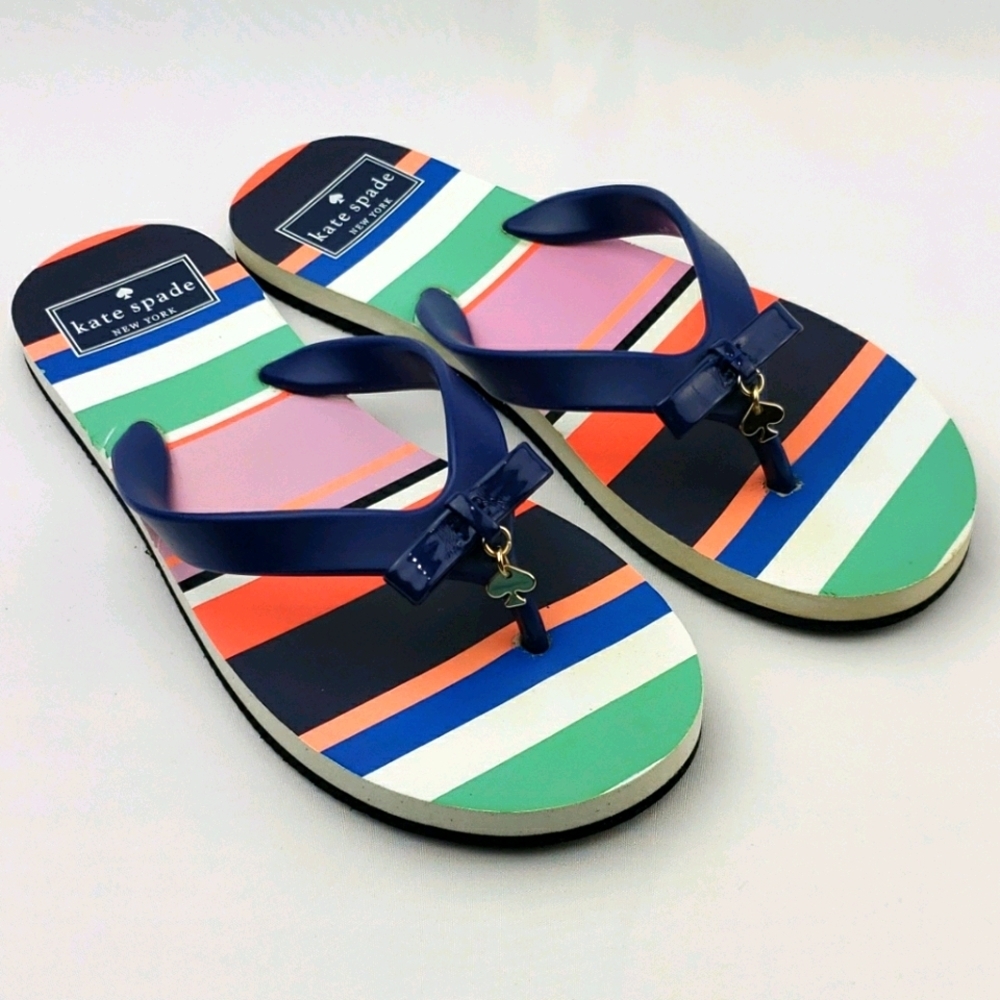 Kate Spade Jelly W/Bow and Spade Flip Flops Sz 6